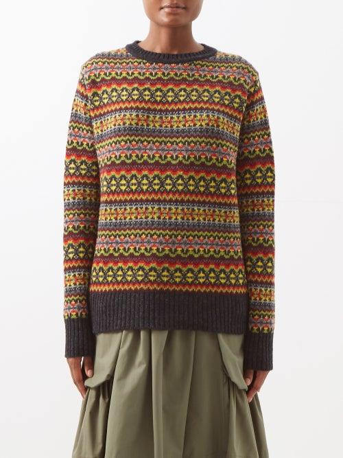 Molly Goddard - Harry Fair Isle-knit Wool Sweater - Womens - Grey Multi