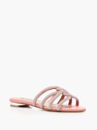 Aquazzura - Moondust Crystal-embellished Leather Slides - Womens - Nude