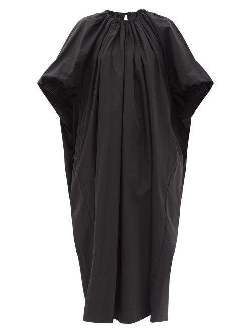 Ladies Rtw Co - Ruched Cotton-blend Poplin Dress - Womens - Black