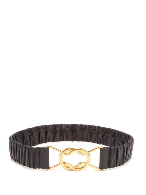 Matchesfashion.com Bottega Veneta - Ruched Leather Belt - Womens - Black