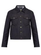 Matchesfashion.com Prada - Logo Sleeve Patch Point Collar Denim Jacket - Mens - Denim