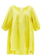 Matchesfashion.com Anaak - Nina Tiered Crinkled-cotton Mini Dress - Womens - Yellow