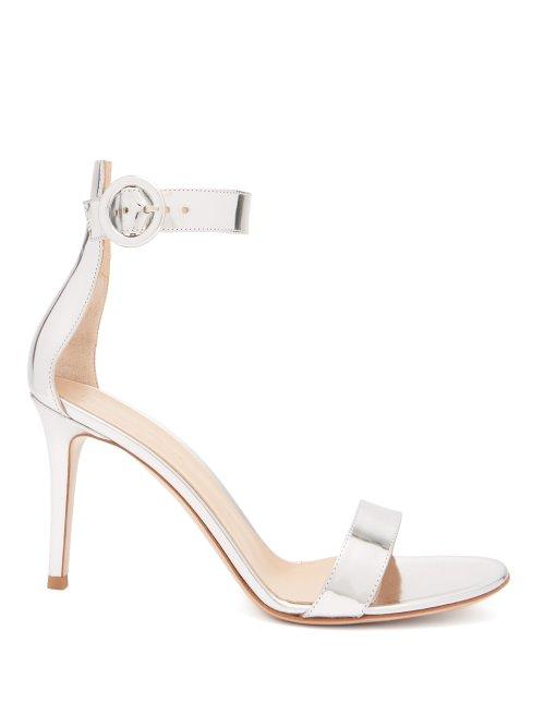 Matchesfashion.com Gianvito Rossi - Portofino 85 Mirrored Leather Sandals - Womens - Silver