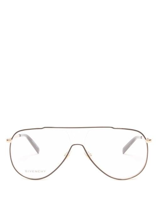 Matchesfashion.com Givenchy - Aviator Metal Glasses - Mens - Black Gold