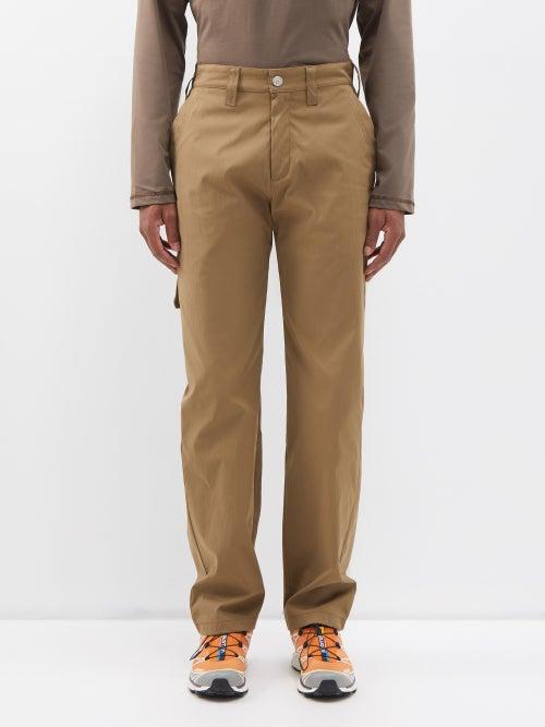 Affxwrks - Flap-pocket Twill Trousers - Mens - Khaki Brown