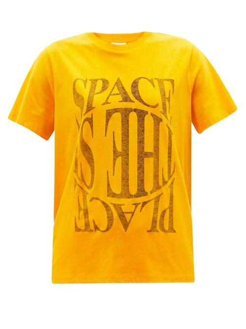 Ganni - Logo-print Jersey T-shirt - Womens - Orange