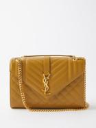 Saint Laurent - Envelope Matelass-leather Shoulder Bag - Womens - Khaki