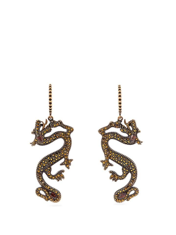 Valentino Dragon Crystal And Strass-embellished Earrings