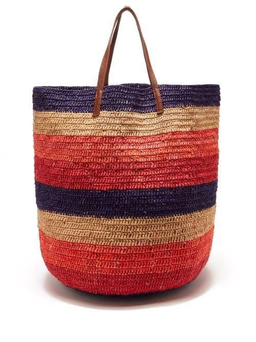 Sensi Studio - El Viajero Striped Straw Bag - Womens - Orange Multi