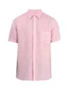 Matchesfashion.com 120% Lino - Short Sleeved Linen Shirt - Mens - Light Pink