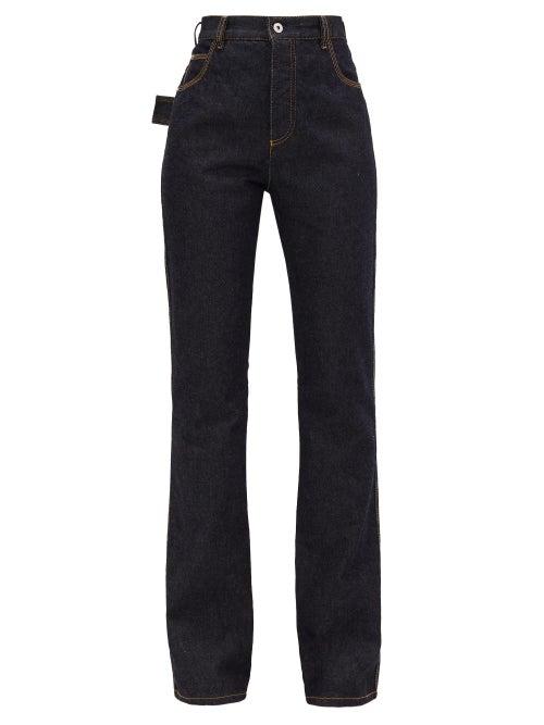 Matchesfashion.com Bottega Veneta - High-rise Flared Denim Jeans - Womens - Dark Blue