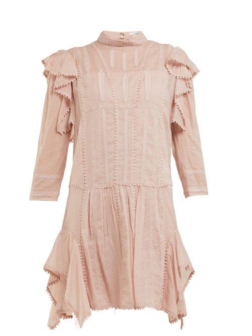 Matchesfashion.com Isabel Marant Toile - Alba Embroidered Cotton Mini Dress - Womens - Light Pink