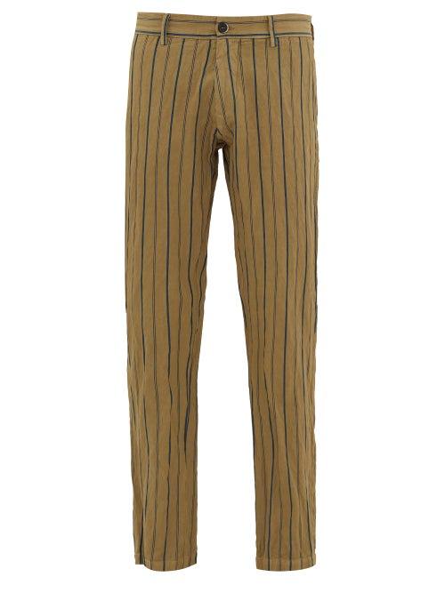 Matchesfashion.com Barena Venezia - Rionero Striped Slim-leg Trousers - Mens - Green Multi