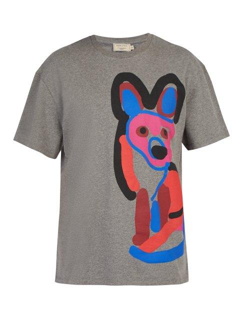 Matchesfashion.com Maison Kitsun - Acide Fox Print T Shirt - Mens - Grey Multi