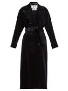 Matchesfashion.com Acne Studios - Double Breasted Velvet Robe Coat - Womens - Navy