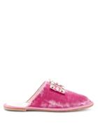 Matchesfashion.com Roger Vivier - Hotel Vivier Crystal-buckle Velvet Slippers - Womens - Pink
