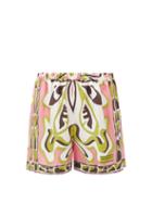 Emilio Pucci - Africana-print Silk-twill Shorts - Womens - Pink Print