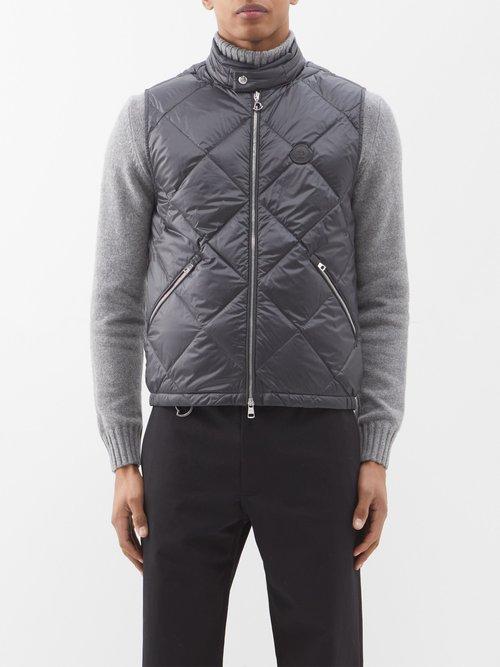 Moncler - Neste Diamond-quilted Down Gilet - Mens - Grey