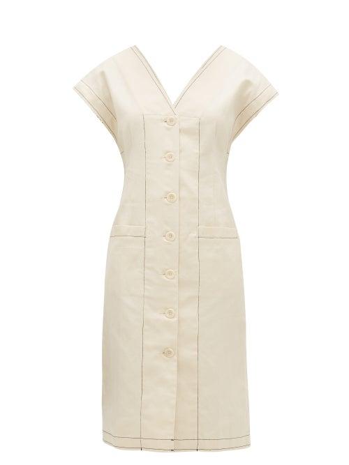 Matchesfashion.com Proenza Schouler White Label - Cotton-blend Button-down Midi Dress - Womens - Ivory