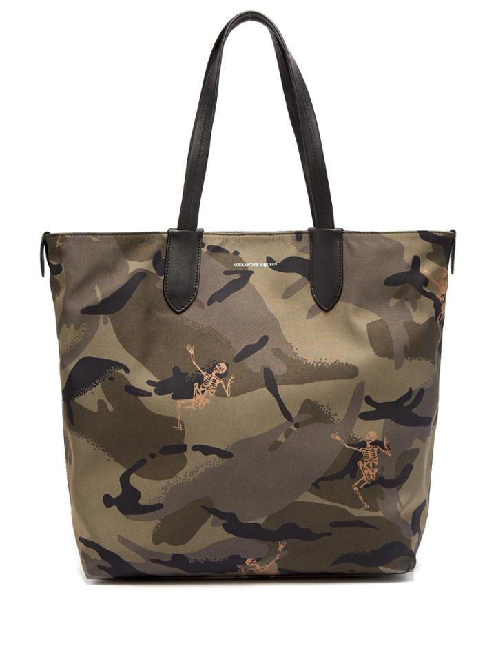 Alexander Mcqueen Dancing Skeleton Camouflage-print Tote Bag