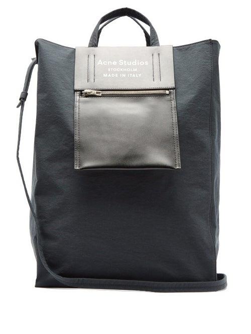 Matchesfashion.com Acne Studios - Baker Logo Print Leather And Canvas Tote Bag - Womens - Black