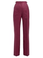 Matchesfashion.com Gabriela Hearst - Vesta High Rise Wool And Silk Blend Trousers - Womens - Dark Pink