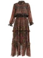 Matchesfashion.com Etro - Paisley-print Silk-georgette Longline Dress - Womens - Red Multi
