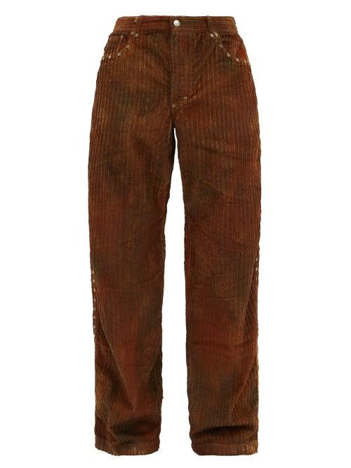 Matchesfashion.com Phipps - Tie-dye Studded Cotton-corduroy Trousers - Mens - Brown Multi