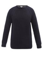 Mens Rtw Loewe - Waffle-knit Wool-blend Sweater - Mens - Navy