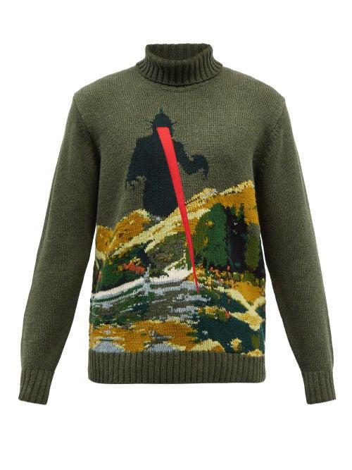 Undercover - Monster-intarsia Wool-blend Sweater - Mens - Green