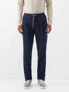 Brunello Cucinelli - Drawstring-waist Cotton-blend Trousers - Mens - Navy