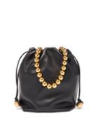 Matchesfashion.com Jil Sander - Beaded Drawstring Leather Bucket Bag - Womens - Black