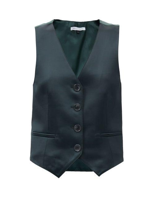 Bella Freud - Chrissie Satin Waistcoat - Womens - Dark Green