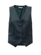 Bella Freud - Chrissie Satin Waistcoat - Womens - Dark Green