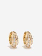 Lizzie Mandler - Crescent Diamond & 18kt Gold Hoop Earrings - Womens - Gold Multi
