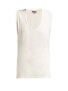 Matchesfashion.com Isabel Marant - Maik Scoop Neck Linen Top - Womens - White