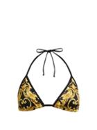Matchesfashion.com Versace - Baroque Print Triangle Bikini Top - Womens - Black Gold