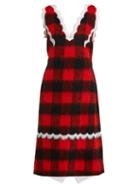 Matchesfashion.com Calvin Klein 205w39nyc - Lace Trimmed Checked Dress - Womens - Red Multi