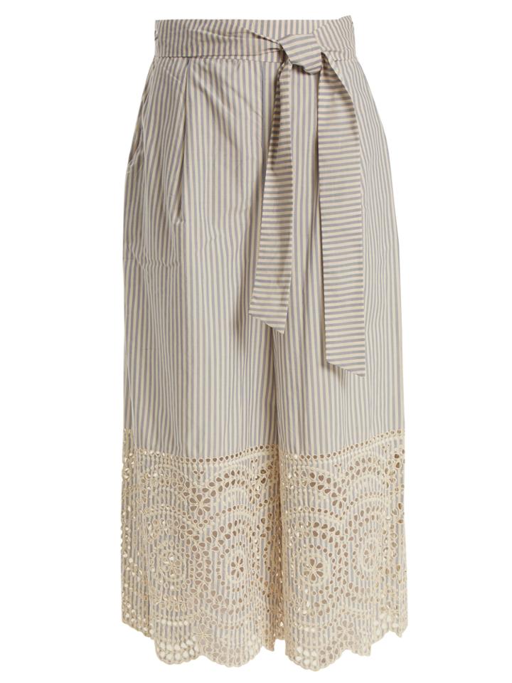 Zimmermann Meridian Striped Broderie-anglaise Cotton Trousers