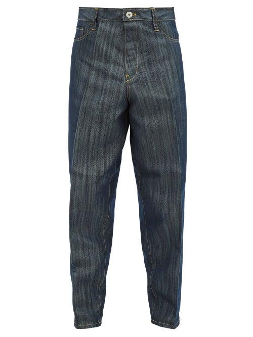 Matchesfashion.com Issey Miyake Men - Pliss Cropped Denim Jeans - Mens - Navy