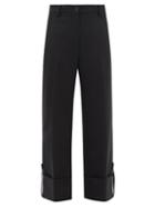 Jw Anderson - Cropped Wool-blend Wide-leg Trousers - Womens - Black