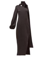 Matchesfashion.com Staud - Farrah One Shoulder Slit Satin Maxi Dress - Womens - Black