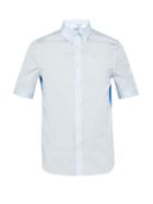 Matchesfashion.com Alexander Mcqueen - Two Tone Cotton Shirt - Mens - Light Blue