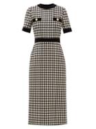 Matchesfashion.com Gucci - Houndstooth Wool Blend Dress - Womens - Black White