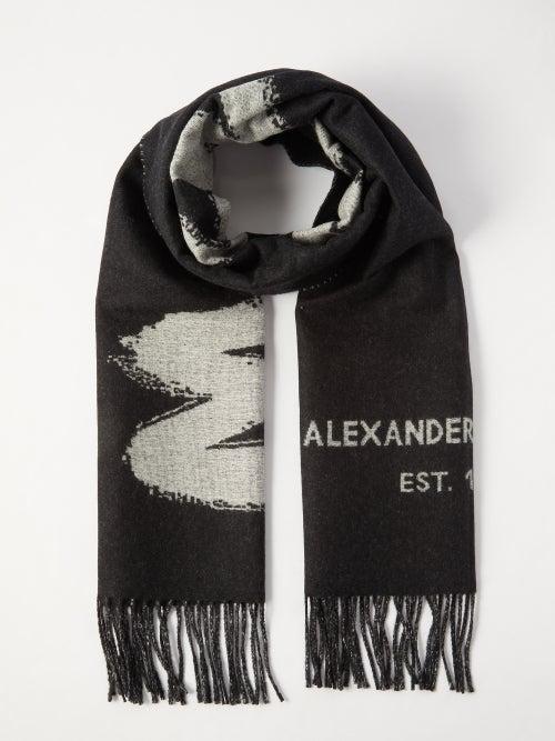 Alexander Mcqueen - Graffiti-intarsia Wool Scarf - Womens - Black