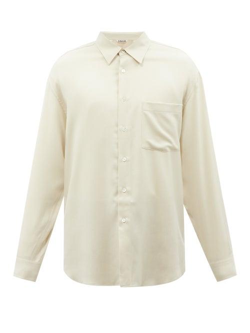 Auralee - Patch-pocket Wool-twill Shirt - Mens - Cream