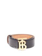 Matchesfashion.com Burberry - Tb Logo-plaque Leather Belt - Womens - Black Gold
