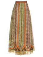 Valentino Tribal Ribbon-print Cotton-muslin Maxi Skirt