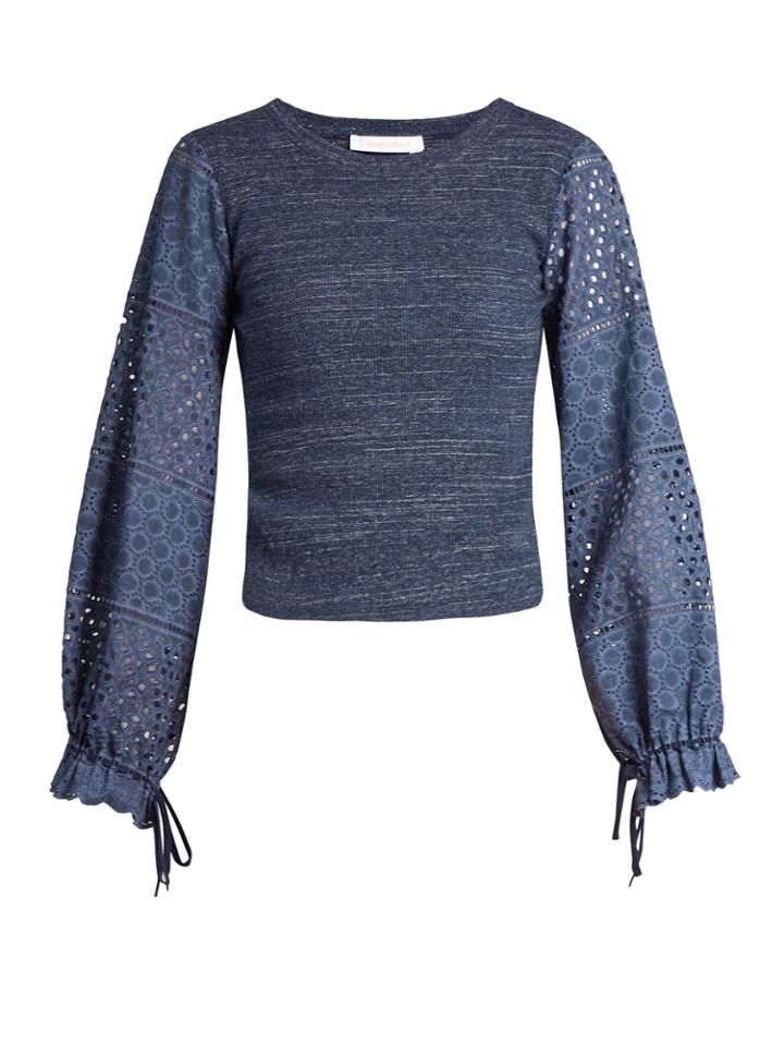 See By Chloé Broderie-anglaise Blouson-sleeved Top