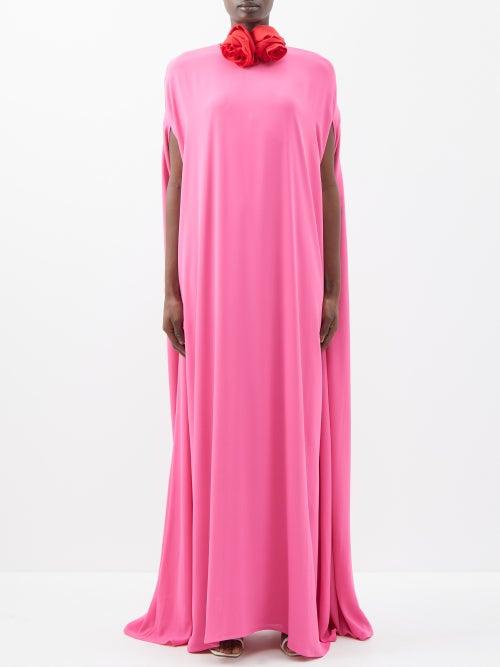 Bernadette - Eleonore Crepe Cape Dress - Womens - Mid Pink